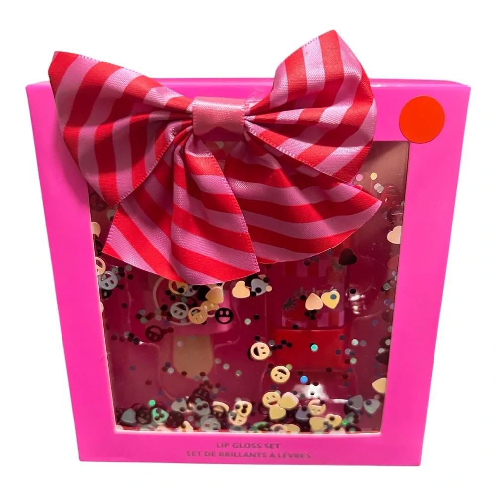 Girls Striped Bow Lip Gloss Gift Set